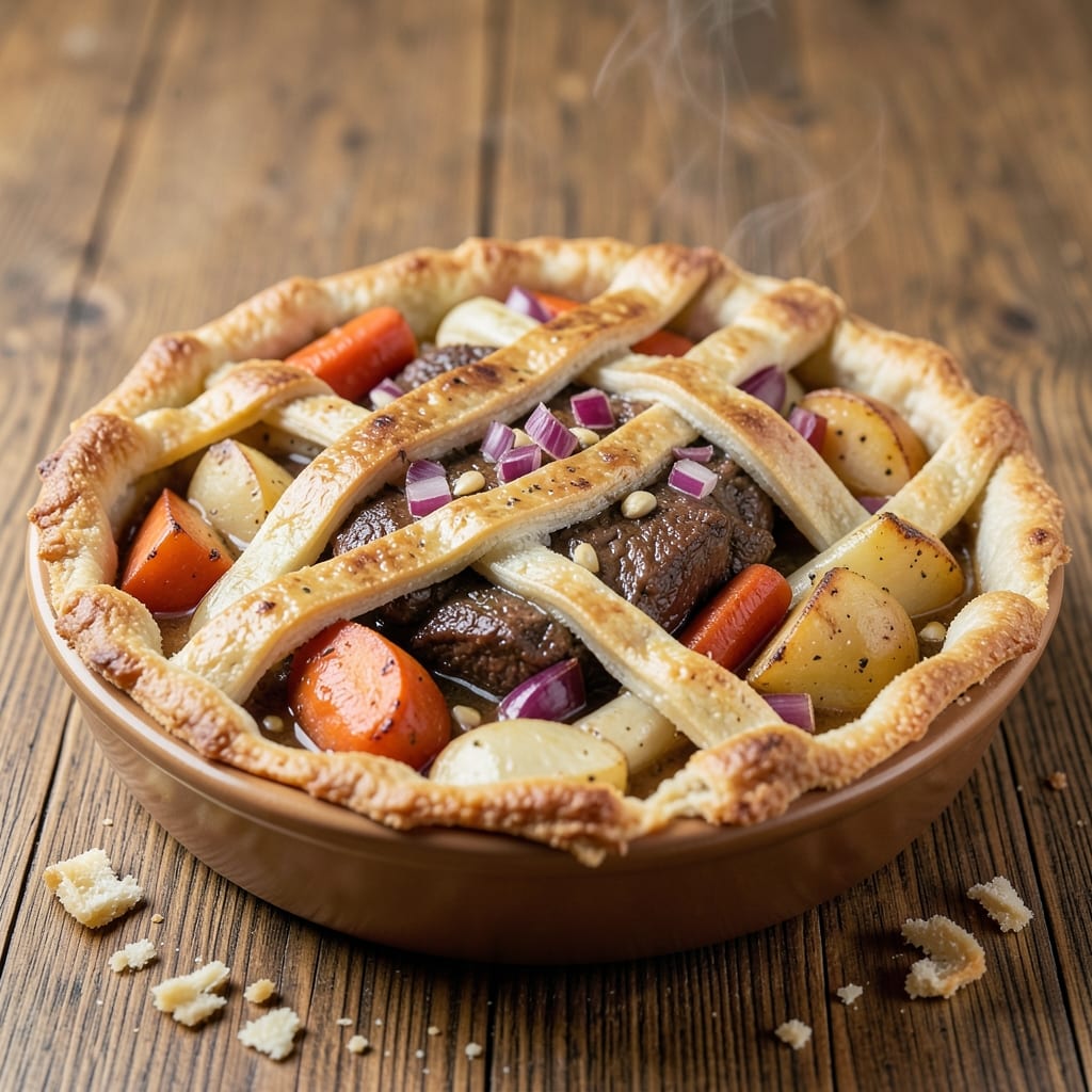 Beef and Vegetable Pie Recipe: Flaky Crust with Hearty Meat and Root Filling