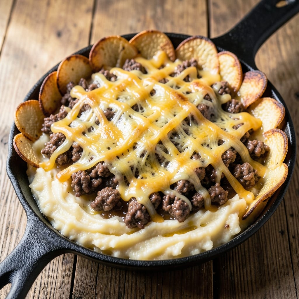 Beef and Tater Bake Recipe: Crispy Top, Creamy Cheese Potato Layers