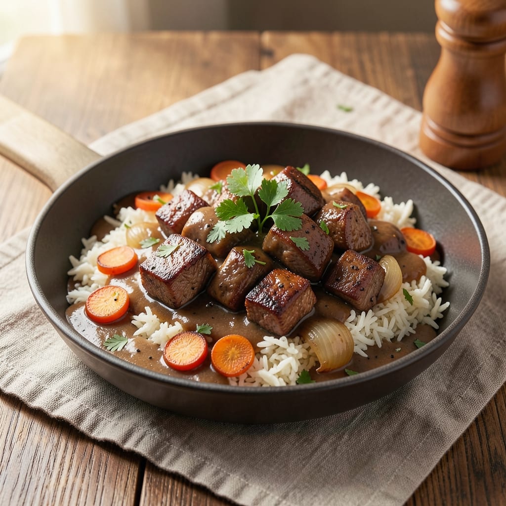 Beef and Gravy Over Rice Recipe: Savory Pan Sauce Magic in One Pot