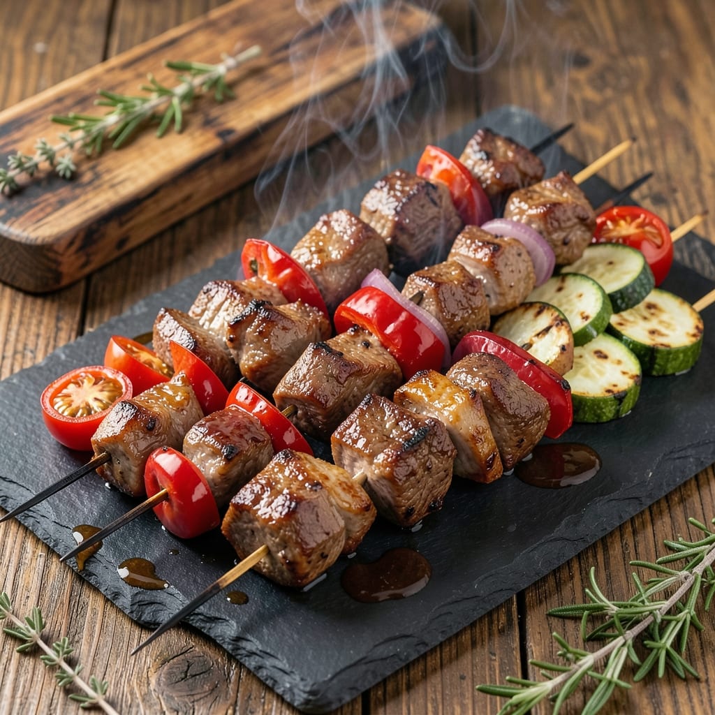 Barbecue Beef Kebabs Recipe: Char-Grilled Flavor with Caramelized Edges