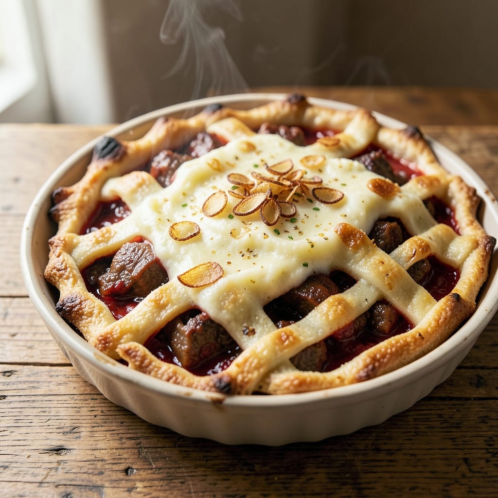 Beef and Tomato Pie Recipe: Flaky Pastry Hugs Savory Meat and Herbs
