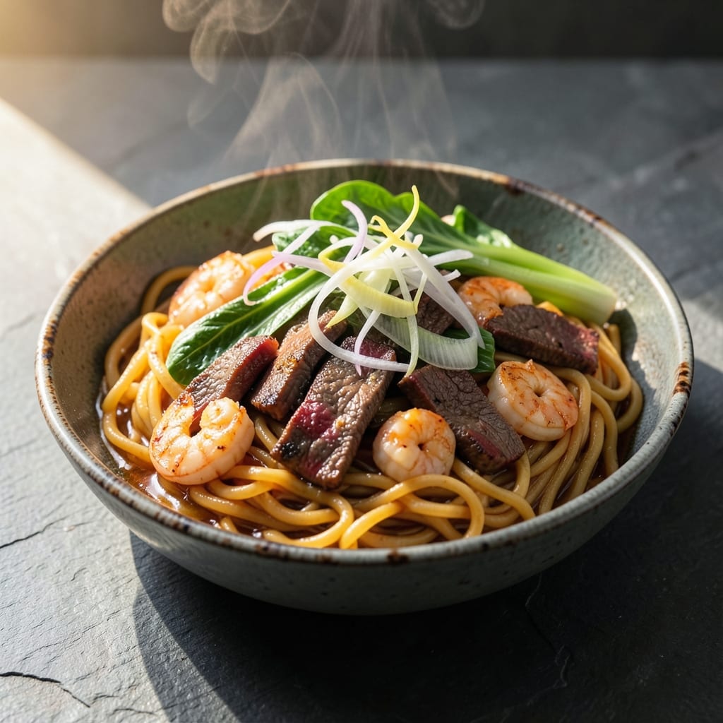 Beef and Shrimp Lo Mein Recipe: Sizzling Wok-Fired Noodles With Umami-Packed Sauce