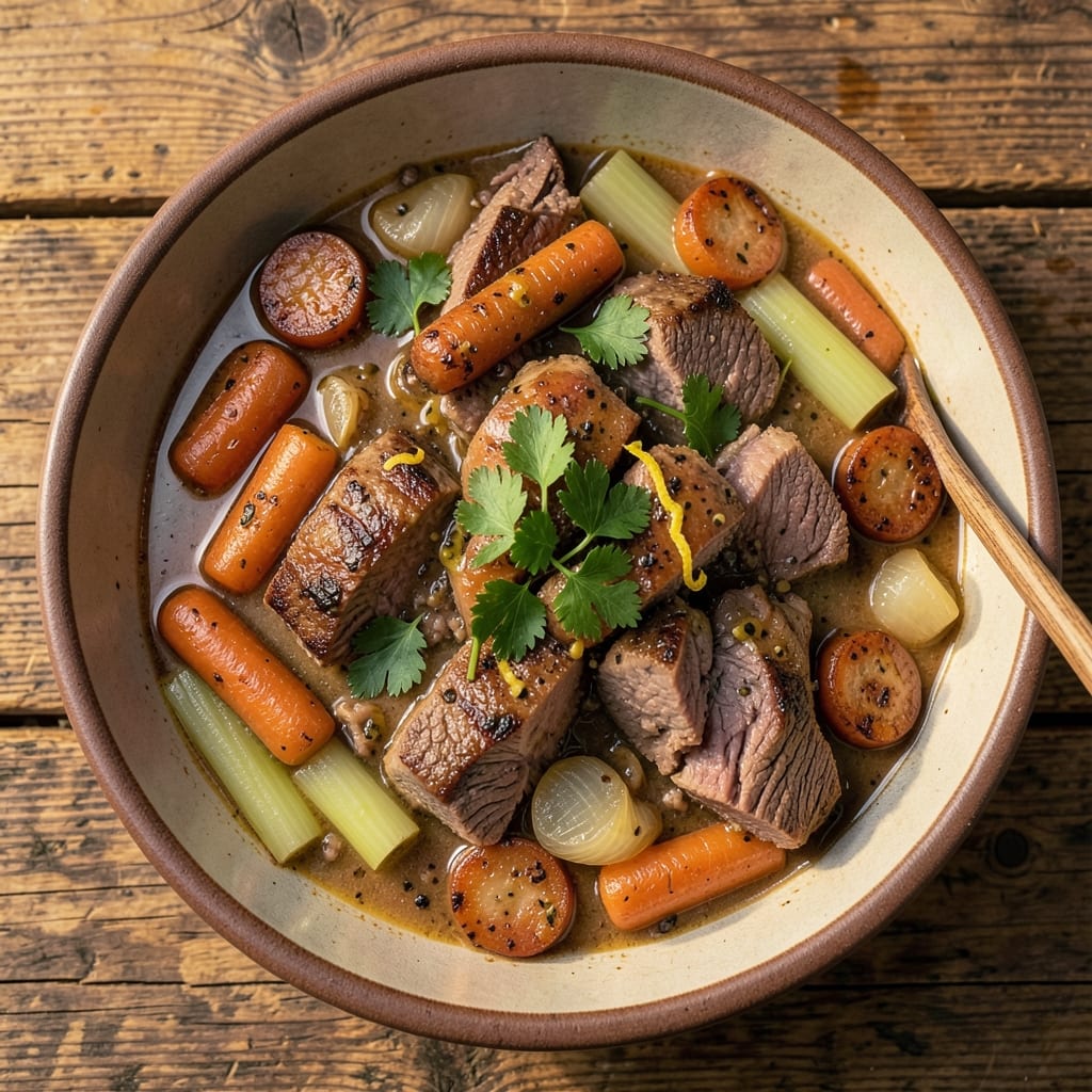 Beef and Sausage Stew Recipe: Deep-Rich Umami Simmered in One Pot