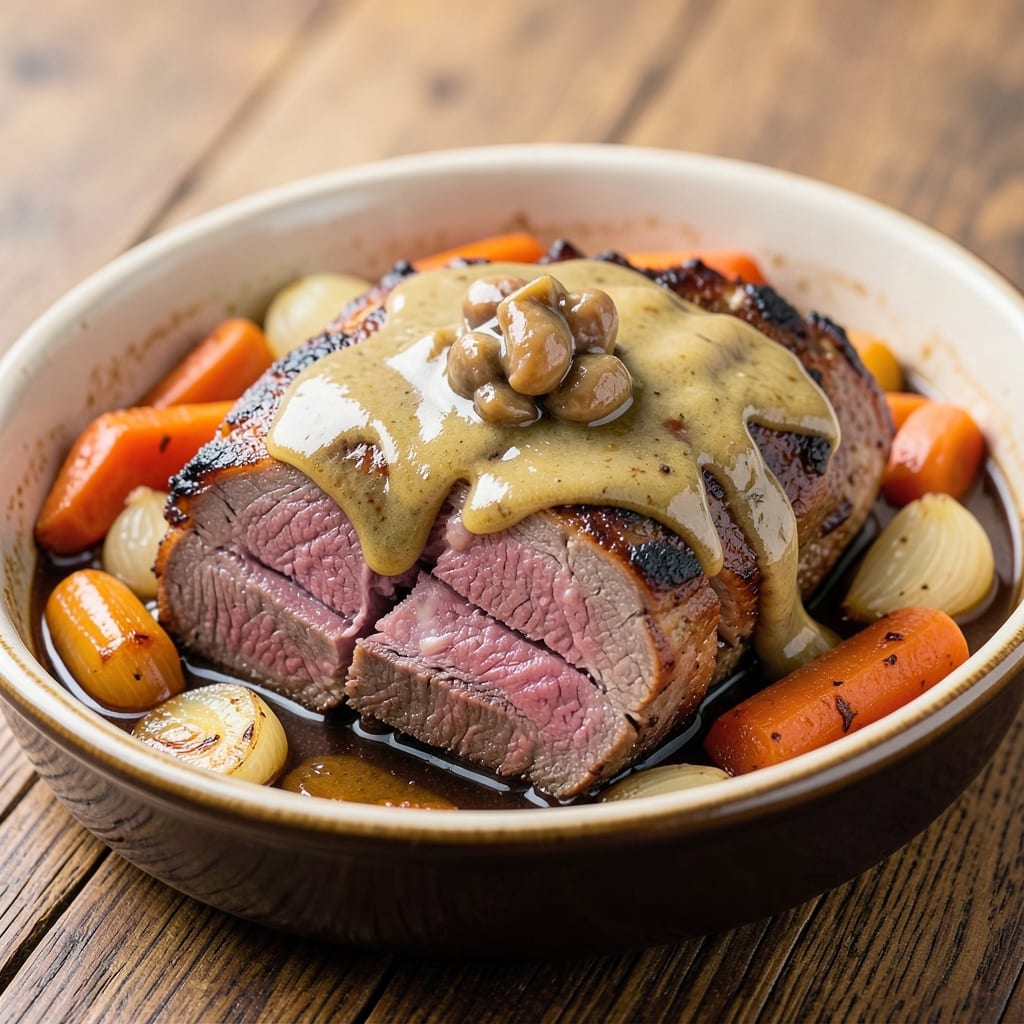 Beef and Mustard Recipe: Deeply Savory with Tangy Crisp Topping