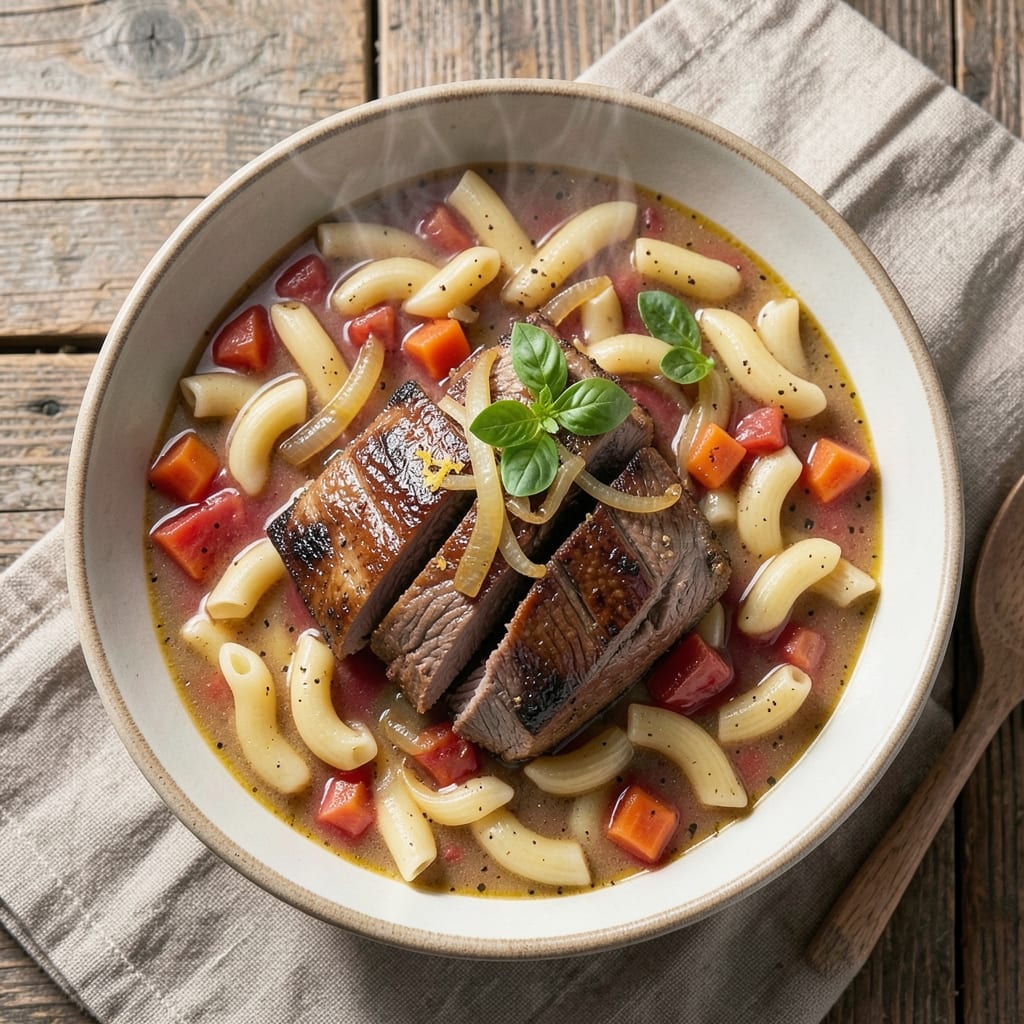 Beef and Tomato Macaroni Soup Recipe: Umami-Rich Broth with Al Dente Noodles
