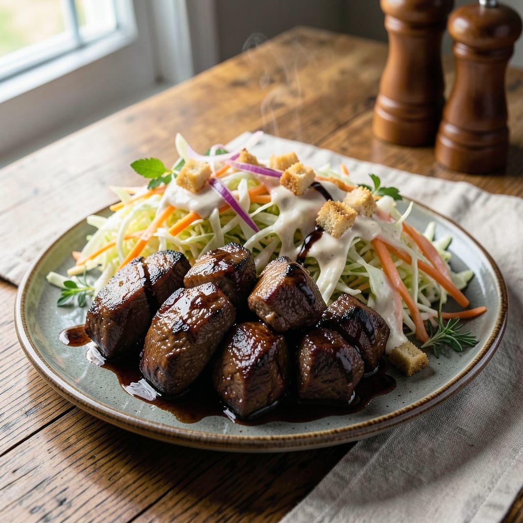 Beef and Coleslaw Recipe: Juicy Braised Beef with Crunchy Vinegar Slaw