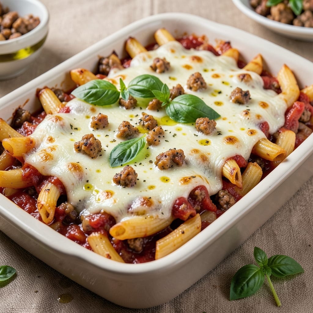 Baked Ziti Recipe with Ground Beef and Italian Sausage: Meat-Loaded Comfort in One Pan