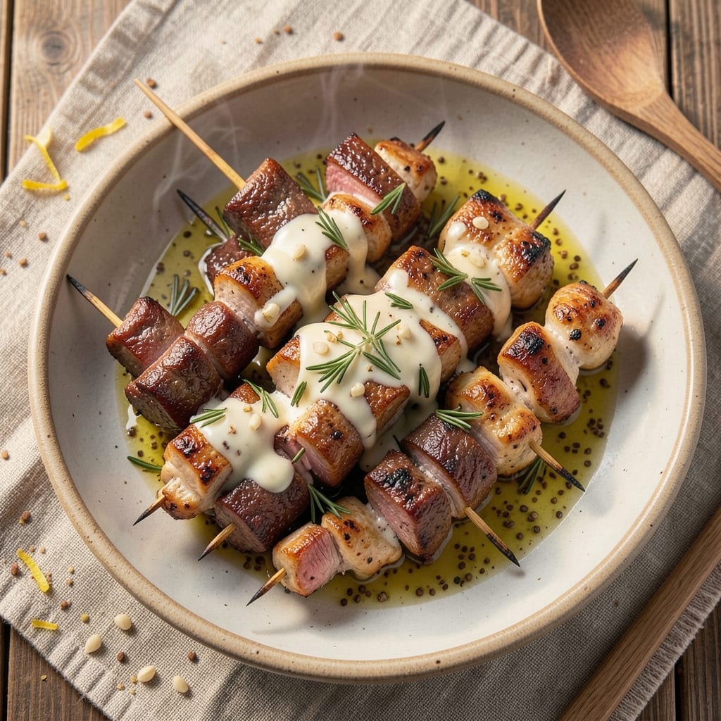 Beef and Chicken Shish Kabobs Recipe: Skewered Grill Mastery With Charred Sweetness