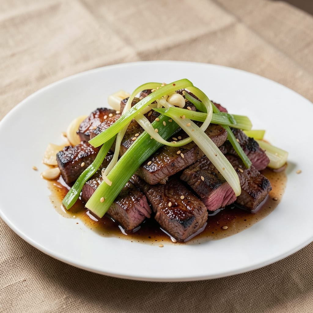 Beef and Leek Stir Fry Recipe: Wok-Hei Crispy Beef with Fragrant Garlic Aroma