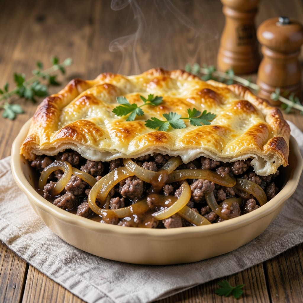 Beef and Onion Pie Recipe: Flaky Crust, Savory Filling Magic