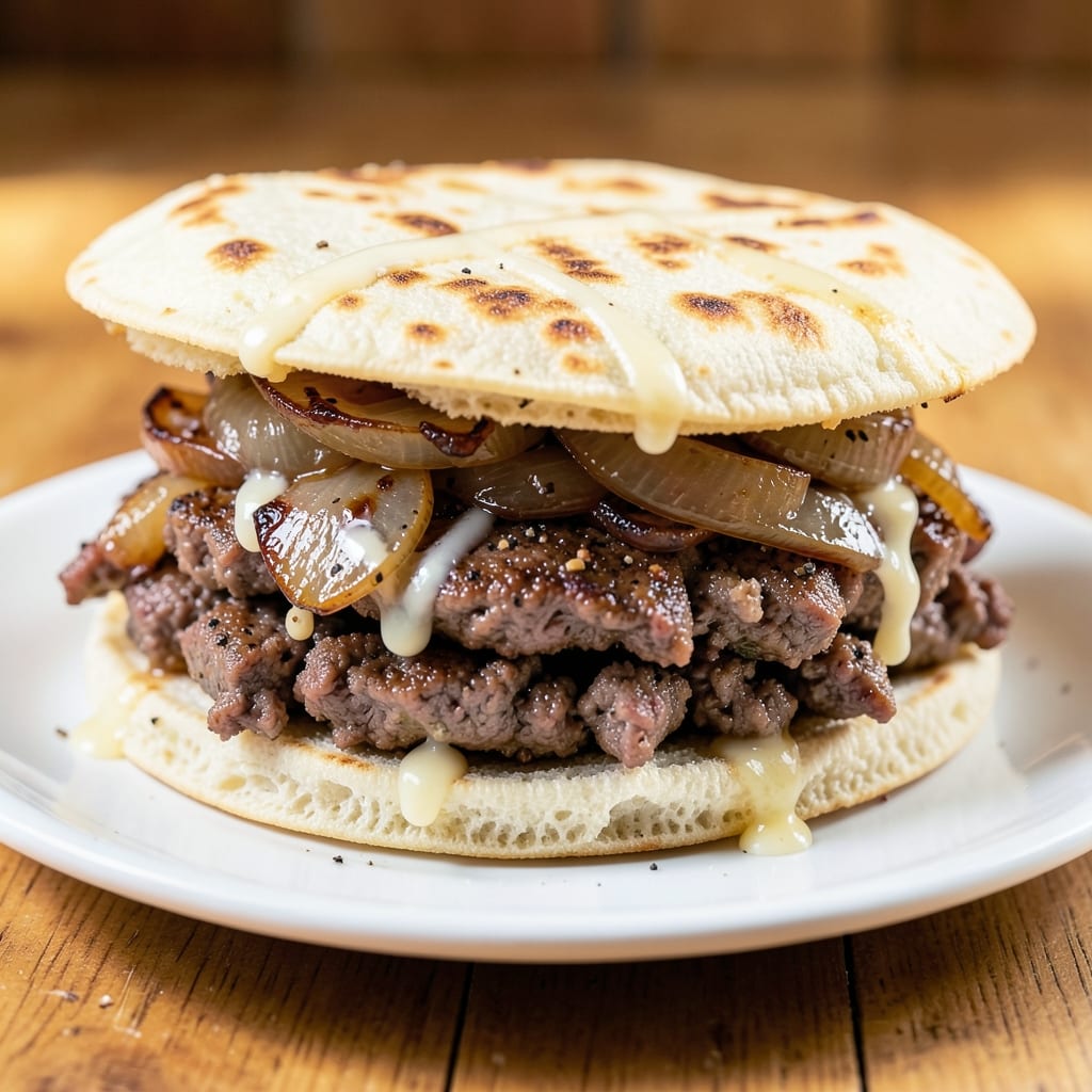 Beef and Onion Sandwich Recipe: Crispy Tortilla Stacks With Caramelized Layers
