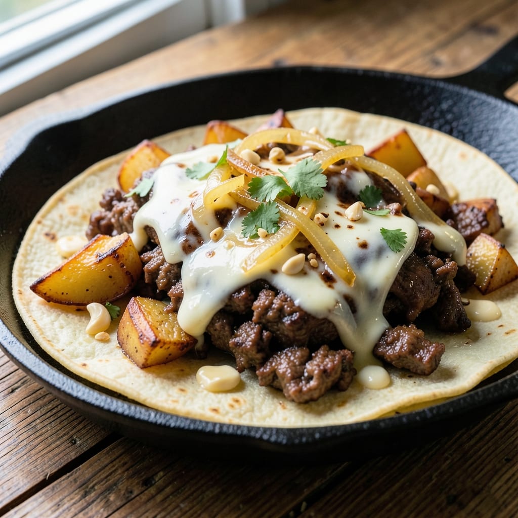Beef and Potato Tacos Recipe: Crispy Tortilla Stacks With Melty Cheese Magic