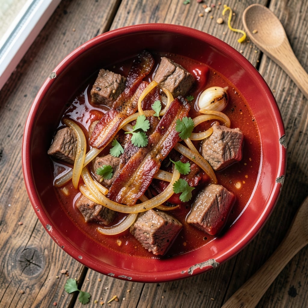 Beef and Bacon Chili Recipe: Smoky Depth and Crispy Top Magic