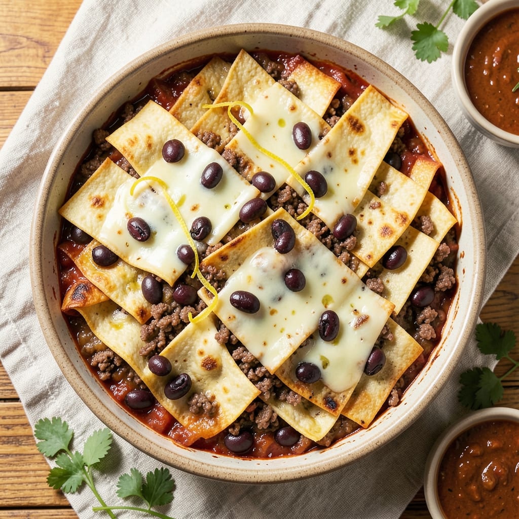 Beef and Bean Enchilada Casserole Recipe: Cheesy Tortilla Layers With Smoky Spice Depth