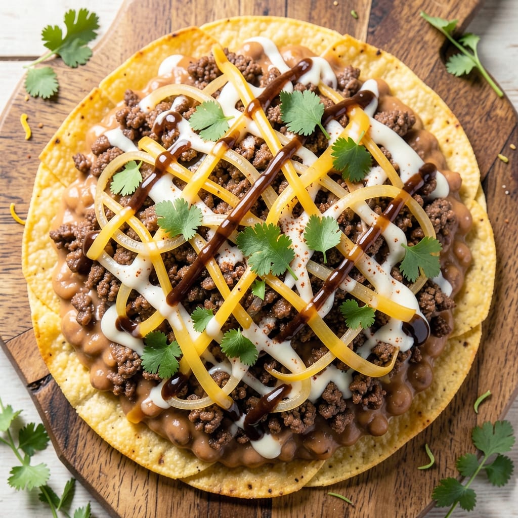 Beef Bean Cheese Nachos Recipe: Crispy Tortilla Layers Loaded With Melty Cheese