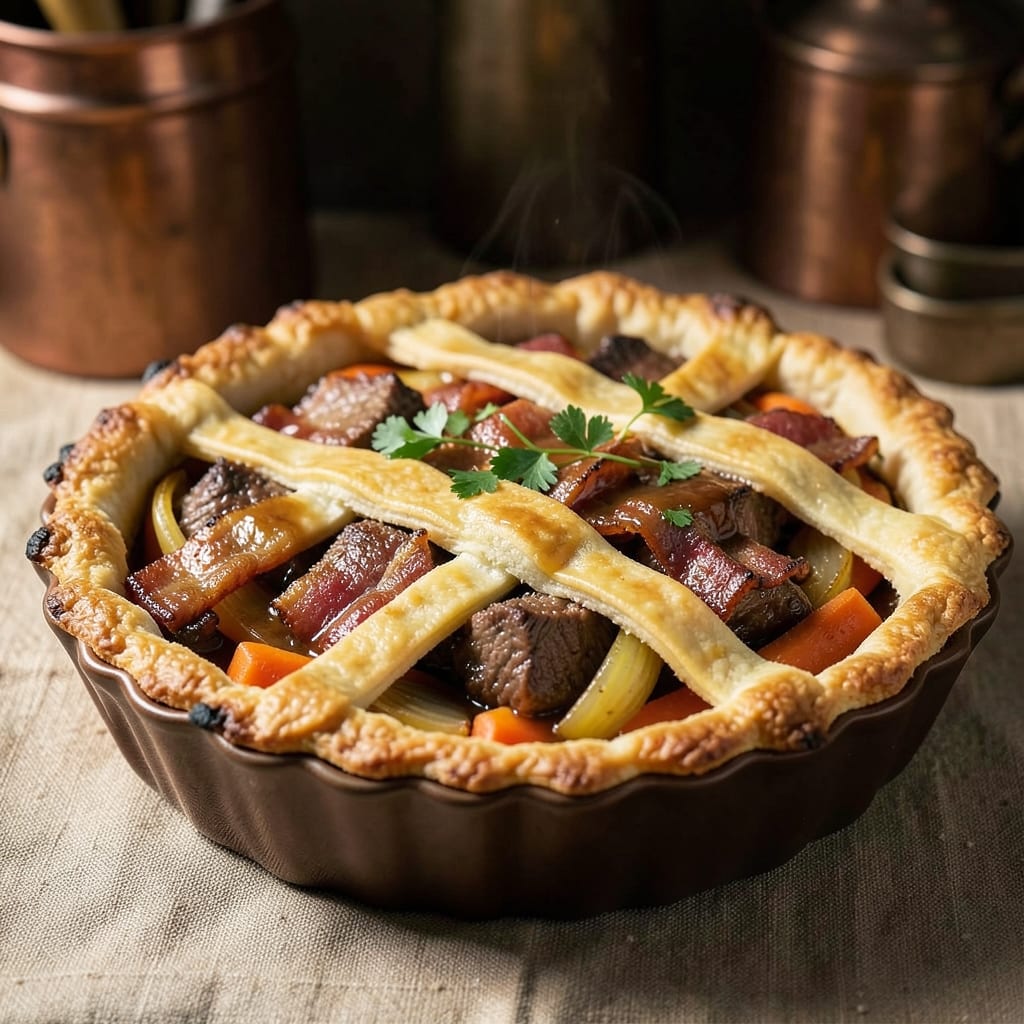 Beef and Bacon Pie Recipe: Flaky Crust, Rich Meat, and Crispy Top Triumph