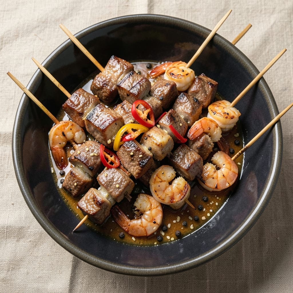 Beef and Shrimp Kabobs Recipe: Char-Grilled Sweetness With Juicy Contrast