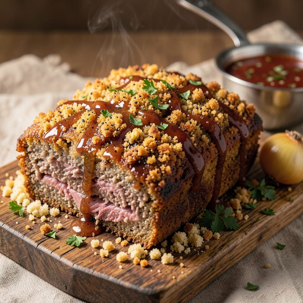 Beef and Pork Meatloaf Recipe with Bread Crumbs: Crispy Crust, Juicy Centers