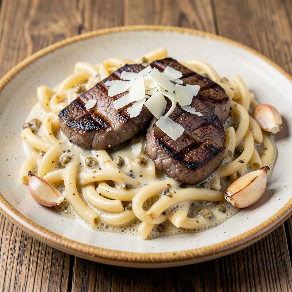 Beef and Rotini in Garlic Parmesan Sauce Recipe: One-Pan Cheesy Pasta Magic